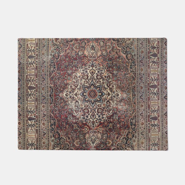 Persia Doroksh Dusty Dull Blue Grey Green  Doormat (Front)