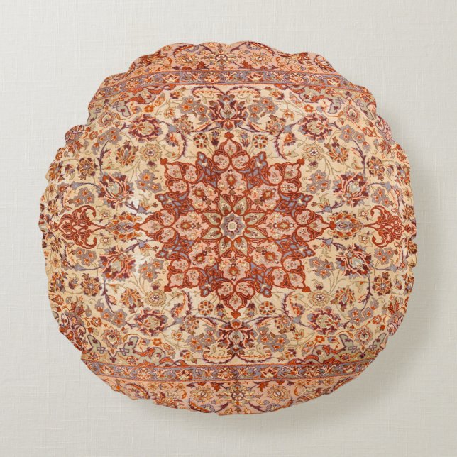Persia Muted Cream Blush Tan  Round Cushion (Front)