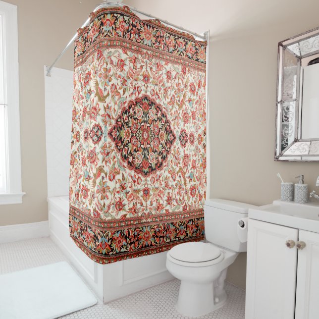 Persia Qum Tan Cream Red  Shower Curtain (In Situ)
