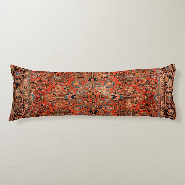 Persia Sarouk Red Yellow Leaf  Body Cushion (Front)