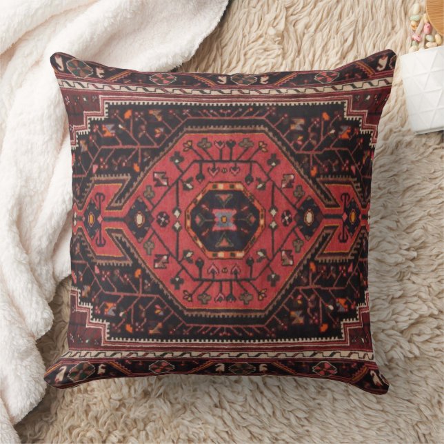 Persian Antique Vintage Red Eastern Accent Rug Cushion (Blanket)