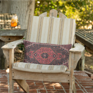 Persian Antique Vintage Red Eastern Accent Rug Lumbar Cushion