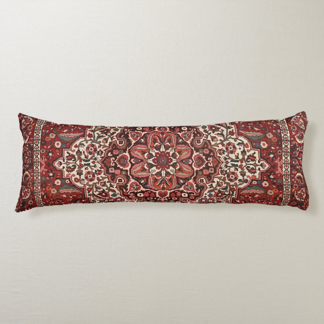 Persian Bakhtiari Deep Dark Red Tan  Body Cushion (Front)