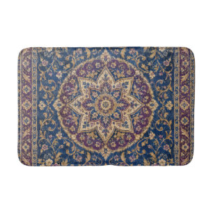 Persian Bath Mat Royal Blue Vintage Floral Rug