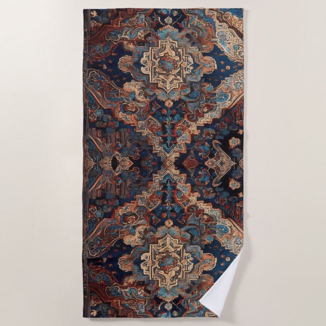 Persian Beautiful Old Pattern Modern Collection Beach Towel (Front)