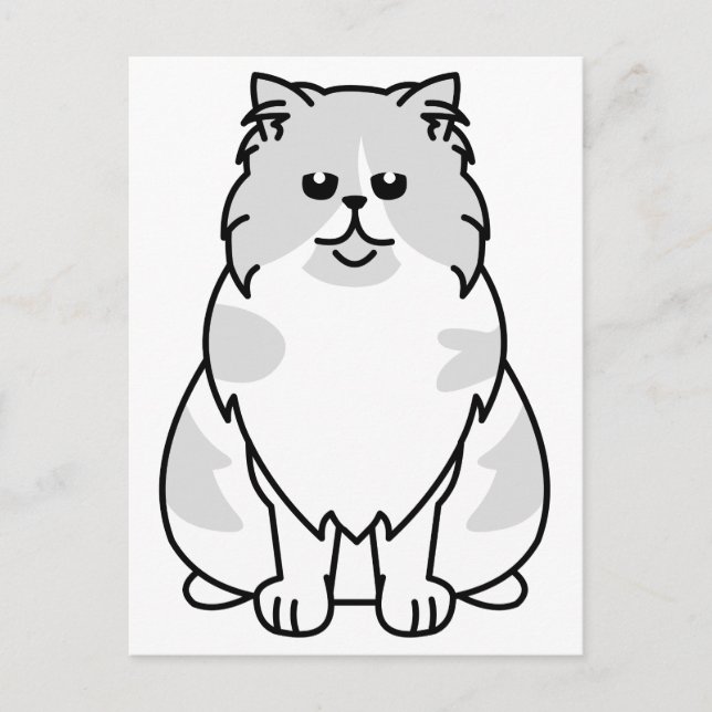 Persian Bicolour Cat Cartoon Postcard (Front)