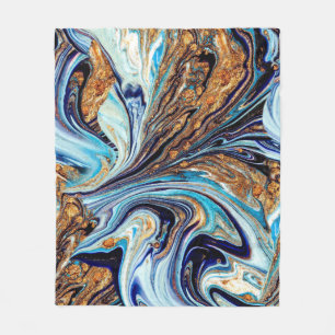 Persian Blue Agate: Oriental Luxurious Texture Fleece Blanket