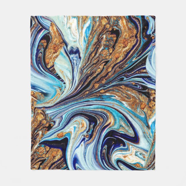 Persian Blue Agate: Oriental Luxurious Texture Fleece Blanket (Front)