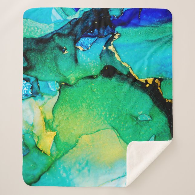 PERSIAN BLUE, chartreuse green. Very beautiful art Sherpa Blanket (Front)