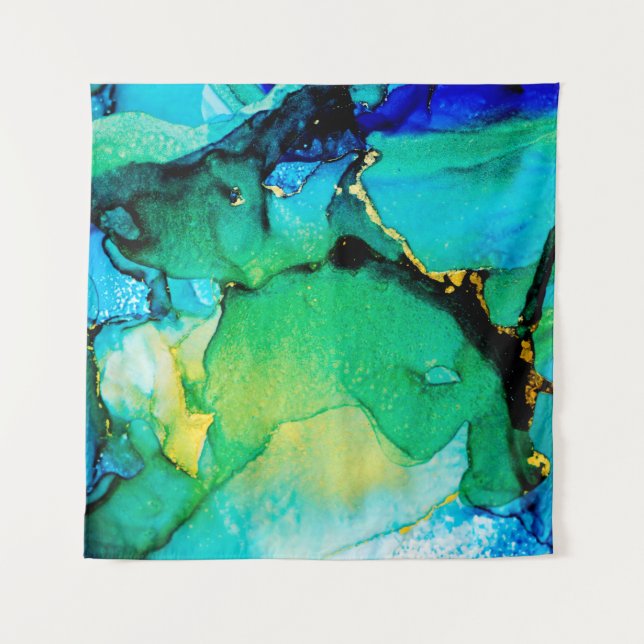 PERSIAN BLUE, chartreuse green. Very beautiful art Tapestry (Front)