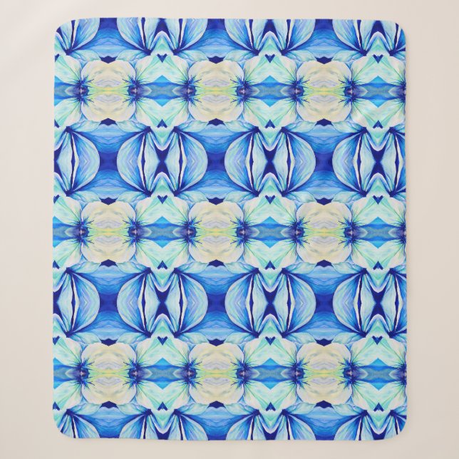 Persian Blue Pattern with Geometrical Shapes Sherpa Blanket (Front)