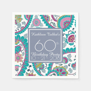 Persian Boteh Paisley 60th Birthday Party Paper N Napkin