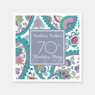 Persian Boteh Paisley 70th Birthday Party Paper N Napkin