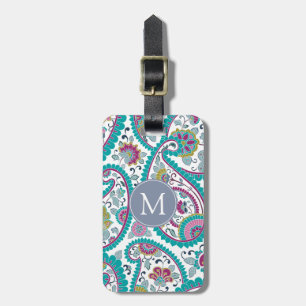 Persian Boteh Paisley Pattern Monogram Luggage T Luggage Tag