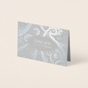 Persian Boteh Paisley Pattern Sympathy Thank You Foil Card
