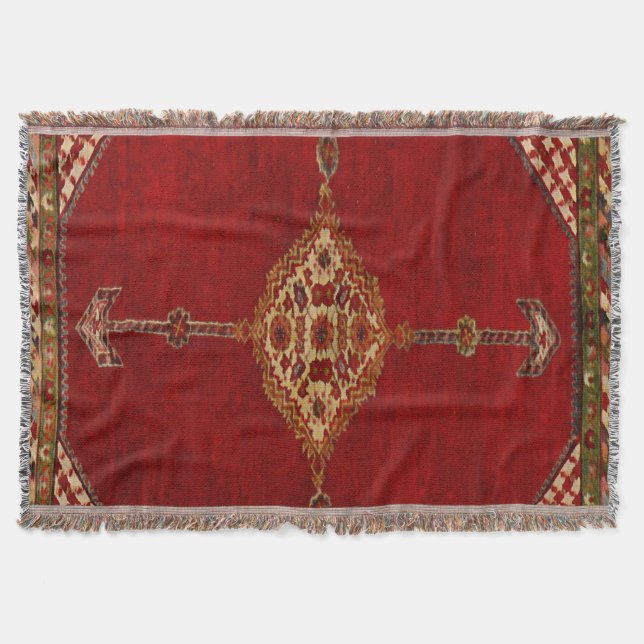 Persian carpet -bold design throw blanket (Front)