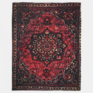 Persian carpet design in rose tinted field fleece blanket