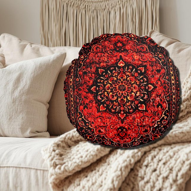 Persian carpet design in rose tinted field round cushion (Creator Uploaded)