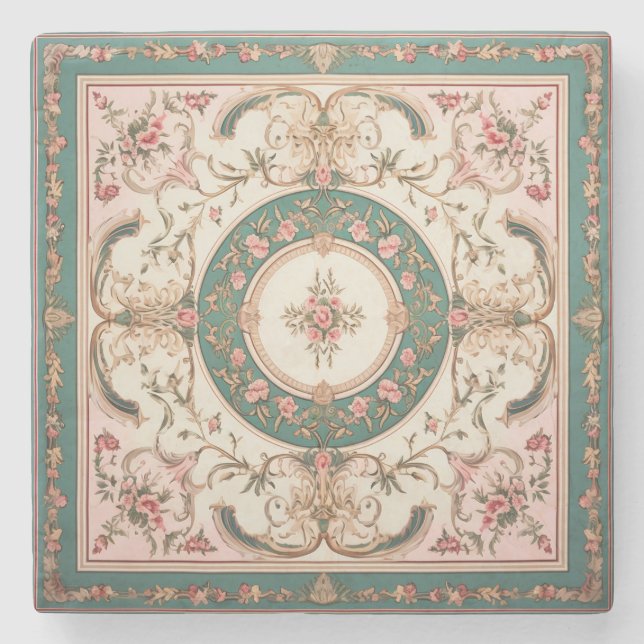 Persian Carpet Floral  Stone Coaster (Front)
