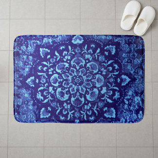 Persian Carpet–Inspired Printed blue Bath Mat