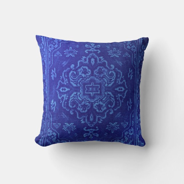 Persian carpet look in blue cushion (Front)