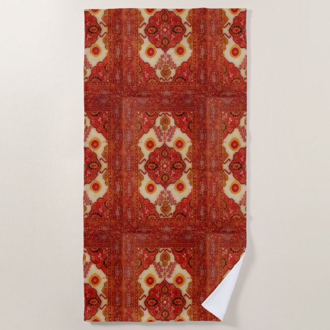 Persian carpet look in copper colour beach towel (Front)