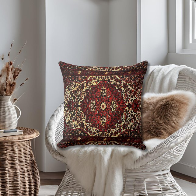 Persian carpet look in dark red and cream cushion (Creator Uploaded)