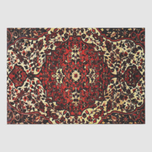 Persian carpet look in dark red and cream tissue paper