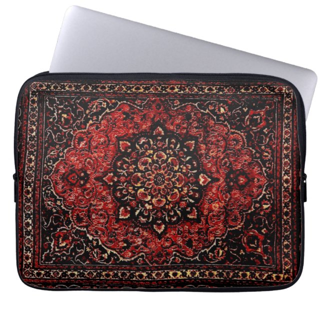 Persian carpet look in rose tinted field laptop sleeve (Front)