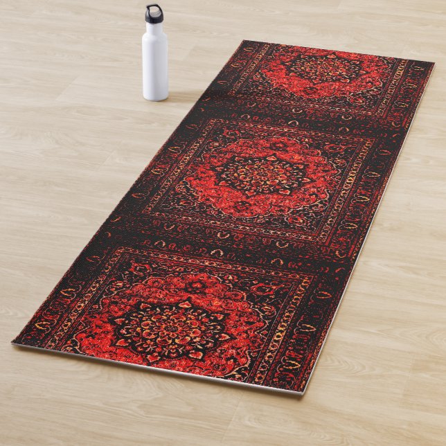 Persian carpet look in rose tinted field no2 yoga mat (In Situ)