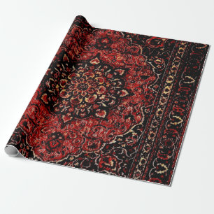Persian carpet look in rose tinted field wrapping paper