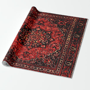 Persian carpet look in rose tinted field wrapping paper