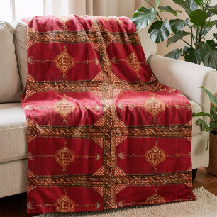 Persian carpet pattern fleece blanket