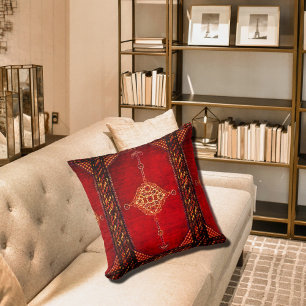Persian carpet pattern in dark red cushion