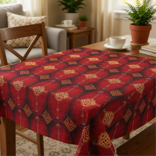 Persian carpet pattern in red tablecloth