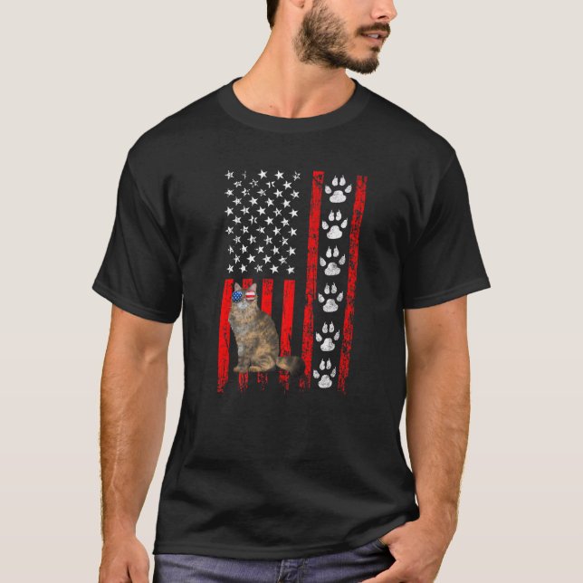 Persian Cat 4th Of July Patriotic American Flag Pa T-Shirt (Front)