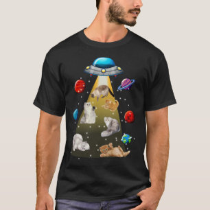 Persian Cat Alien Abduction UFO Galaxy Cat T-Shirt