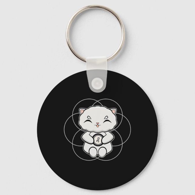 Persian Cat Anime Kitten Dyslexia Awareness  Key Ring (Front)