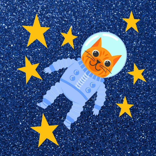 Persian Cat Astronaut Navy Blue Glitter Galaxy Cushion (Creator Uploaded)
