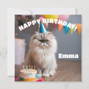 Persian Cat Birthday Party Card