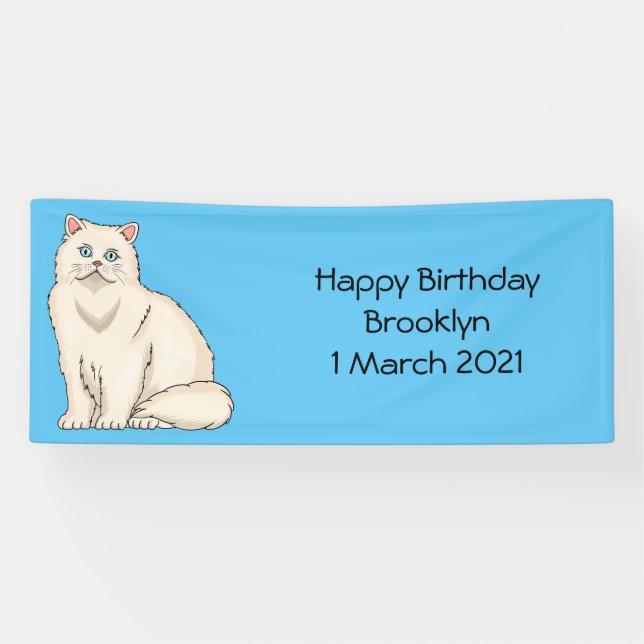Persian cat cartoon illustration  banner (Horizontal)