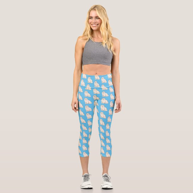 Persian cat cartoon illustration  capri leggings (Front)
