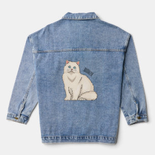 Persian cat cartoon illustration denim jacket