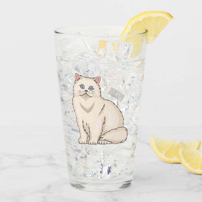 Persian cat cartoon illustration  glass (Back Ice)