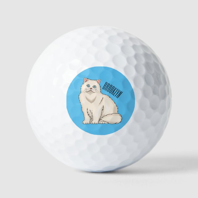 Persian cat cartoon illustration golf balls (Front)