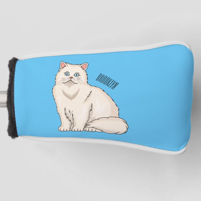 Persian cat cartoon illustration golf head cover (Front)
