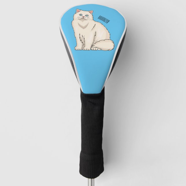 Persian cat cartoon illustration  golf head cover (Front)