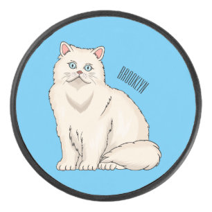 Persian cat cartoon illustration  hockey puck