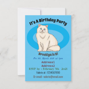 Persian cat cartoon illustration  invitation