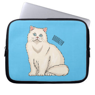 Persian cat cartoon illustration laptop sleeve